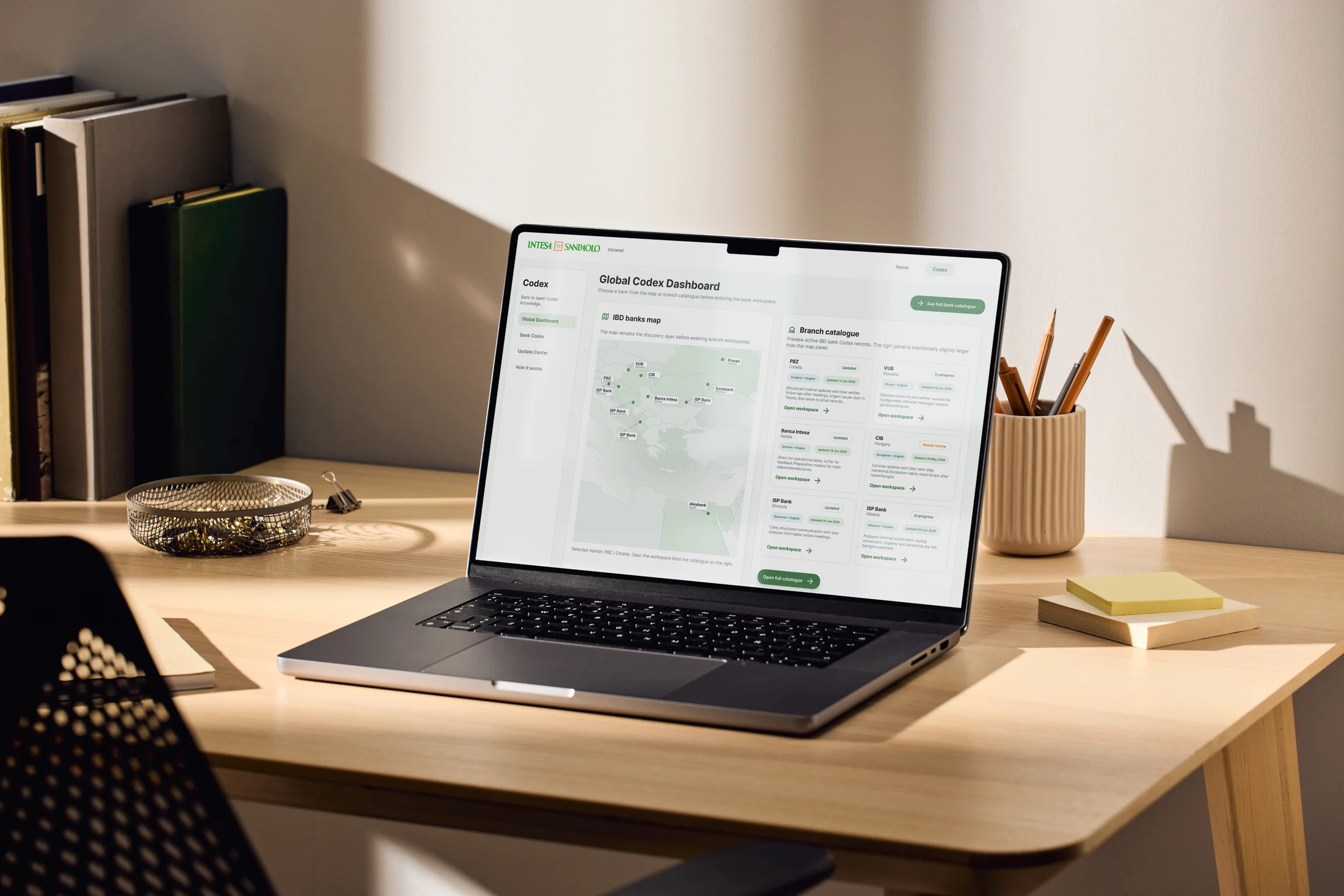 The Codex dashboard open on a laptop at a working desk.